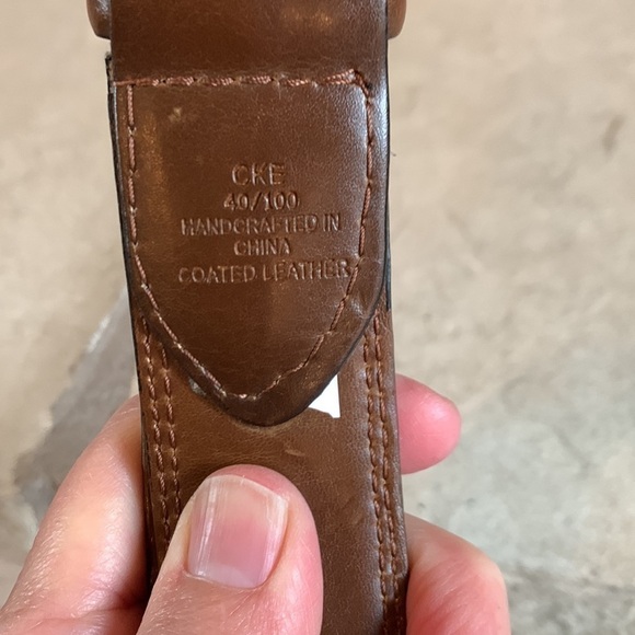 SIZE 40 brown leather belt with braided center - Picture 4 of 5